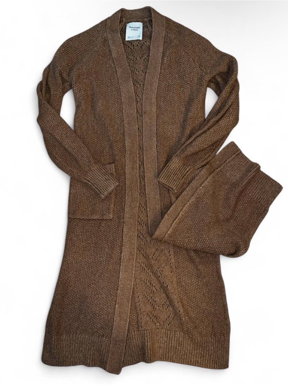 Abercrombie & Fitch Brown Open-Knit Cardigan